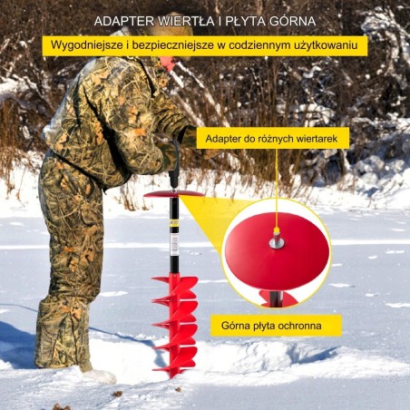 Eisbohrer mit Bohradapter, Oberplatte und Schneidschutz  20 x 99 cm