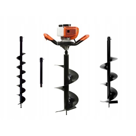 Benzinbohrmaschine + Bohrer (10 cm, 20 cm, 30 cm) + Adapter 50 cm (1/2)