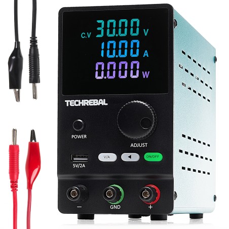 Techrebal SPPS-A3010D Labor- und Service-Netzteil, 30 V, 10 A, USB 5 V, Kabel