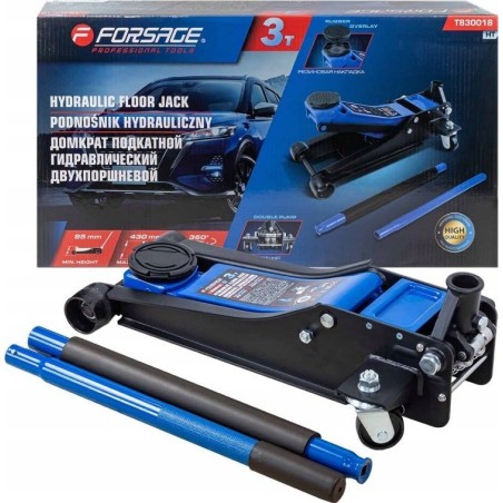 Forsage Hydraulikheber, flache Bauweise, 3 t (Zweikolben) (Höhe min. 85 mm, Höhe max. 430 mm)