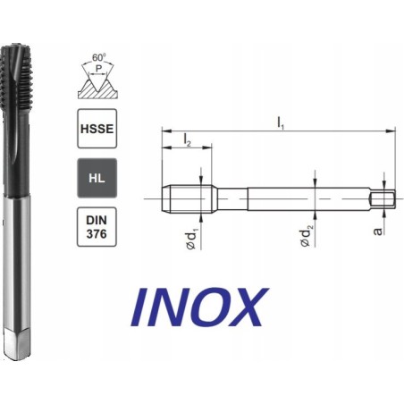 Fanar Gewindebohrer M12 DIN-376B (6H) HSSE HL INOX