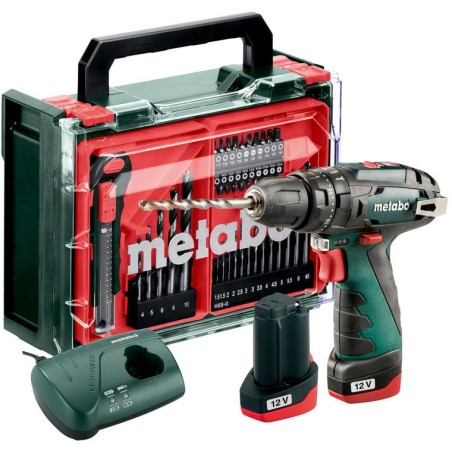 METABO.PowerMaxx SB Basic Set Mobile Werkstatt + 2 Li-Ionen-Akkus 12 V/2,0 Ah mit Ladegerät LC 40 + 41 Teile
