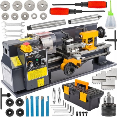MINI-Tischdrehmaschine für Metall und Holz, Werkzeugmaschine, 0–2500 U/min + Zubehör